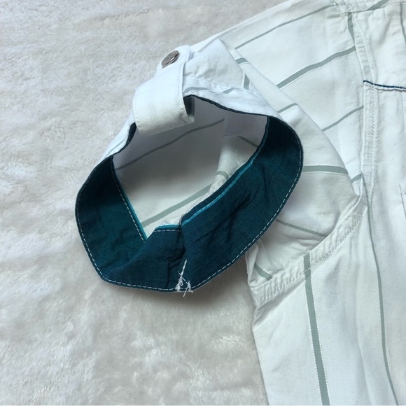 VON Dutch White SS Snap Down Striped Shirt EUC S - Picture 6 of 10